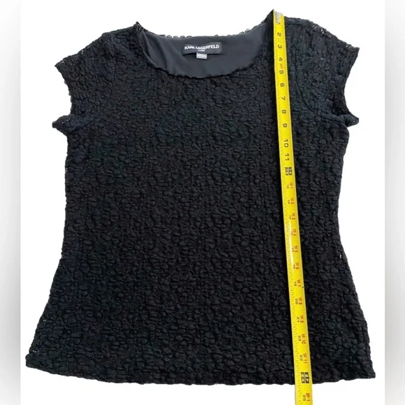 Karl Lagerfeld Paris Black Lace Blouse Women’s Large - Picture 8 of 9